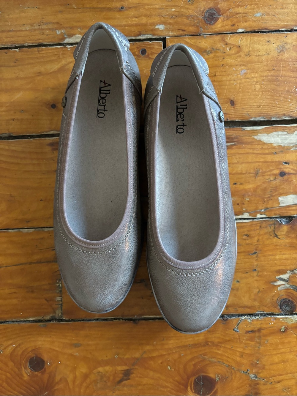 Alberto Metallic Taupe Ballet Flats - Comfortable Women's Slip-Ons
